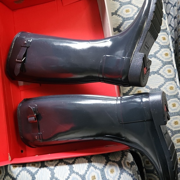 Hunter Women's dark slate gloss tall original Rain Boots. VGUC. - Picture 5 of 6